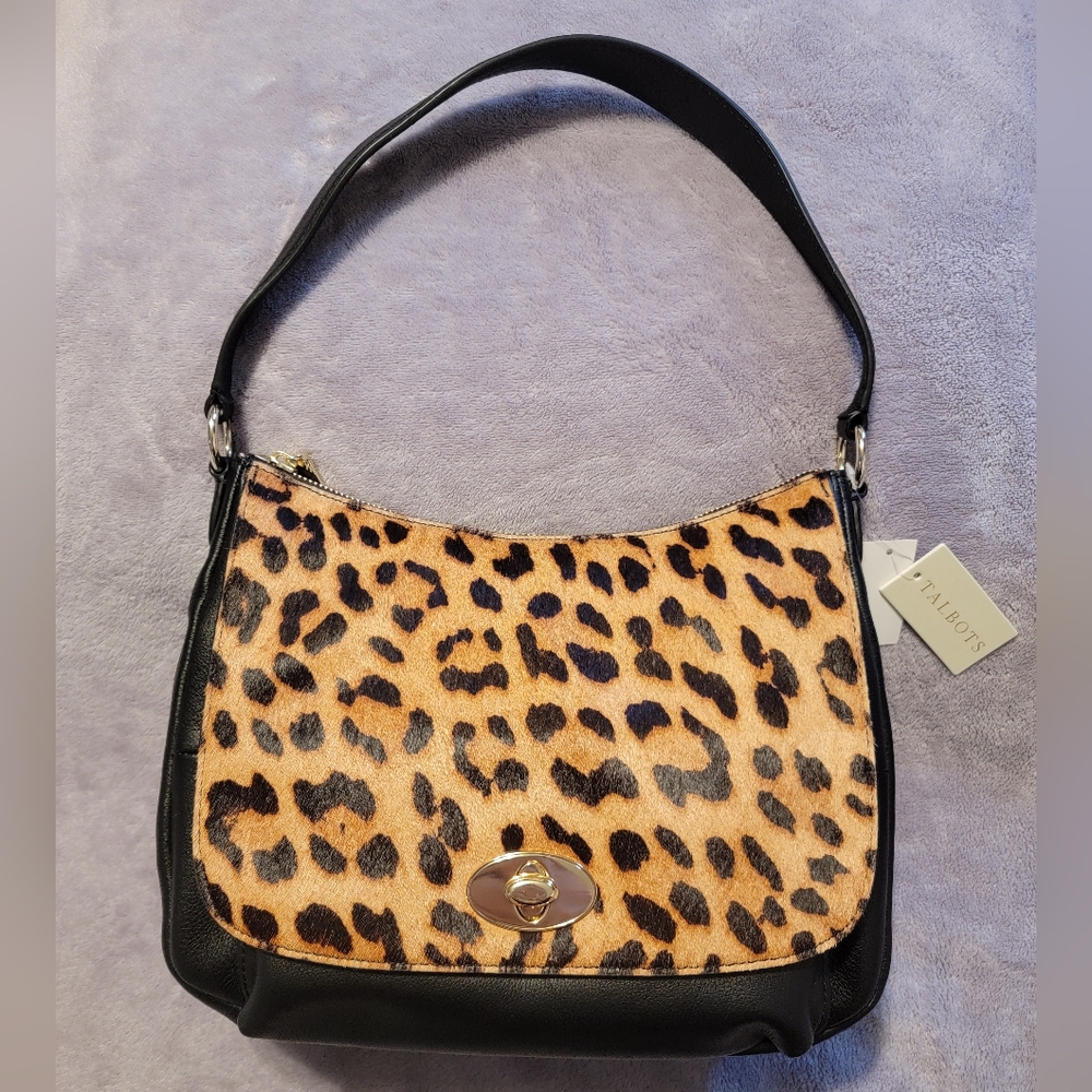 NWT Talbots Cheetah Print Shoulder Crossbody Handbag